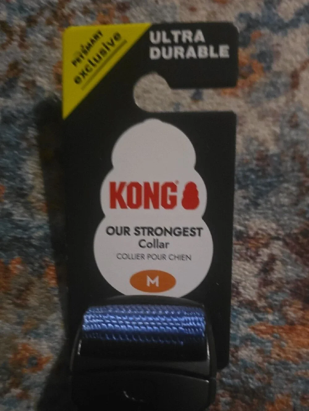 Kong Blue Nylon Dog Collar with Black Buckle and Red Logo Accent MEDIUM NWT